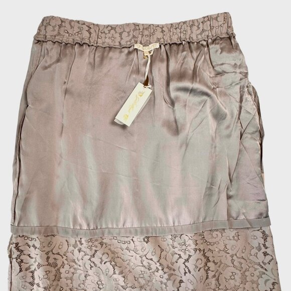 NWT Gold Hawk Flora Lace Midi Skirt Sz L Beige Side Slit Romantic Fairy 90s Y2K - Picture 7 of 10